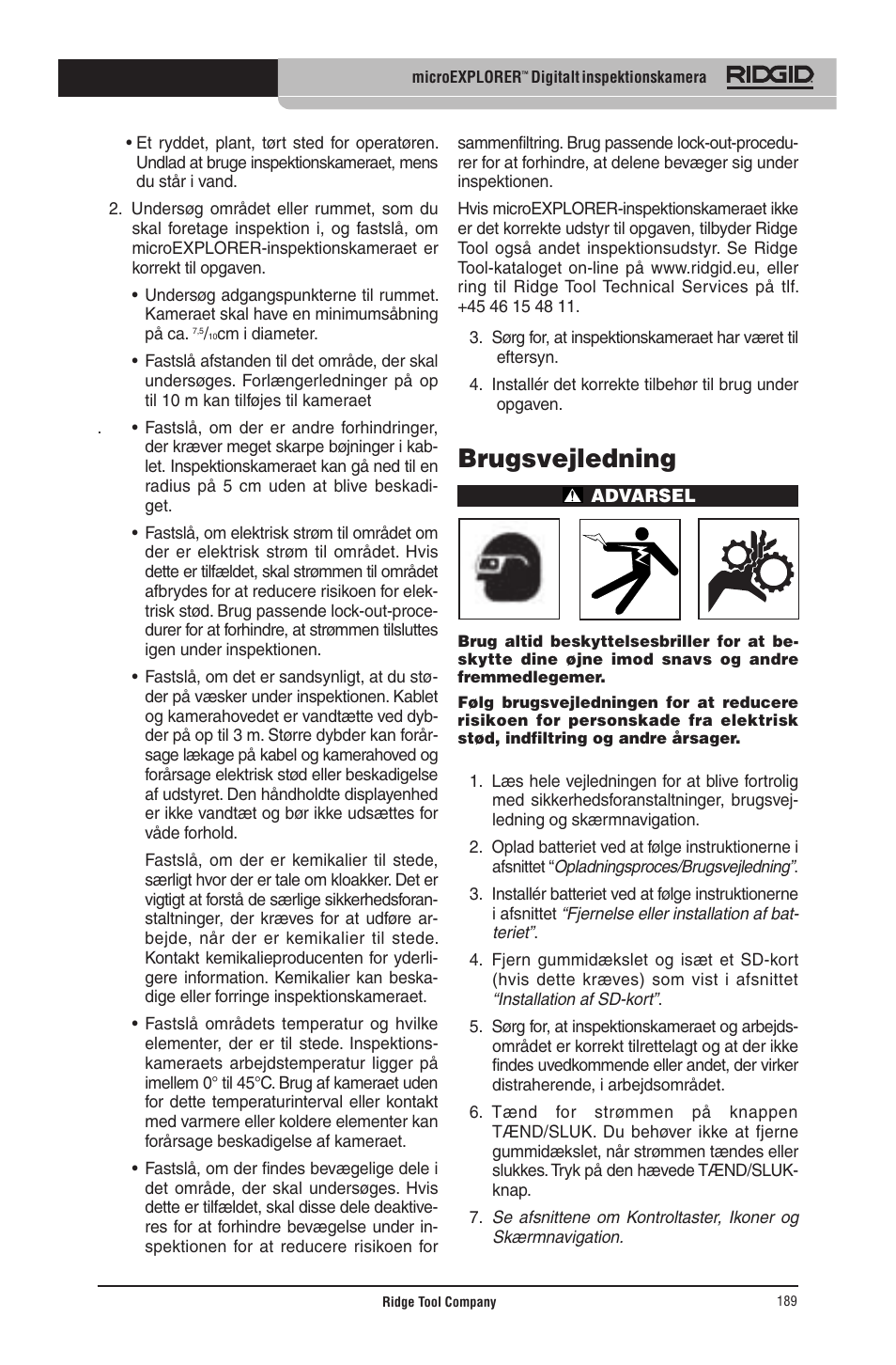 Brugsvejledning | RIDGID micro EXPLORER User Manual | Page 183 / 449