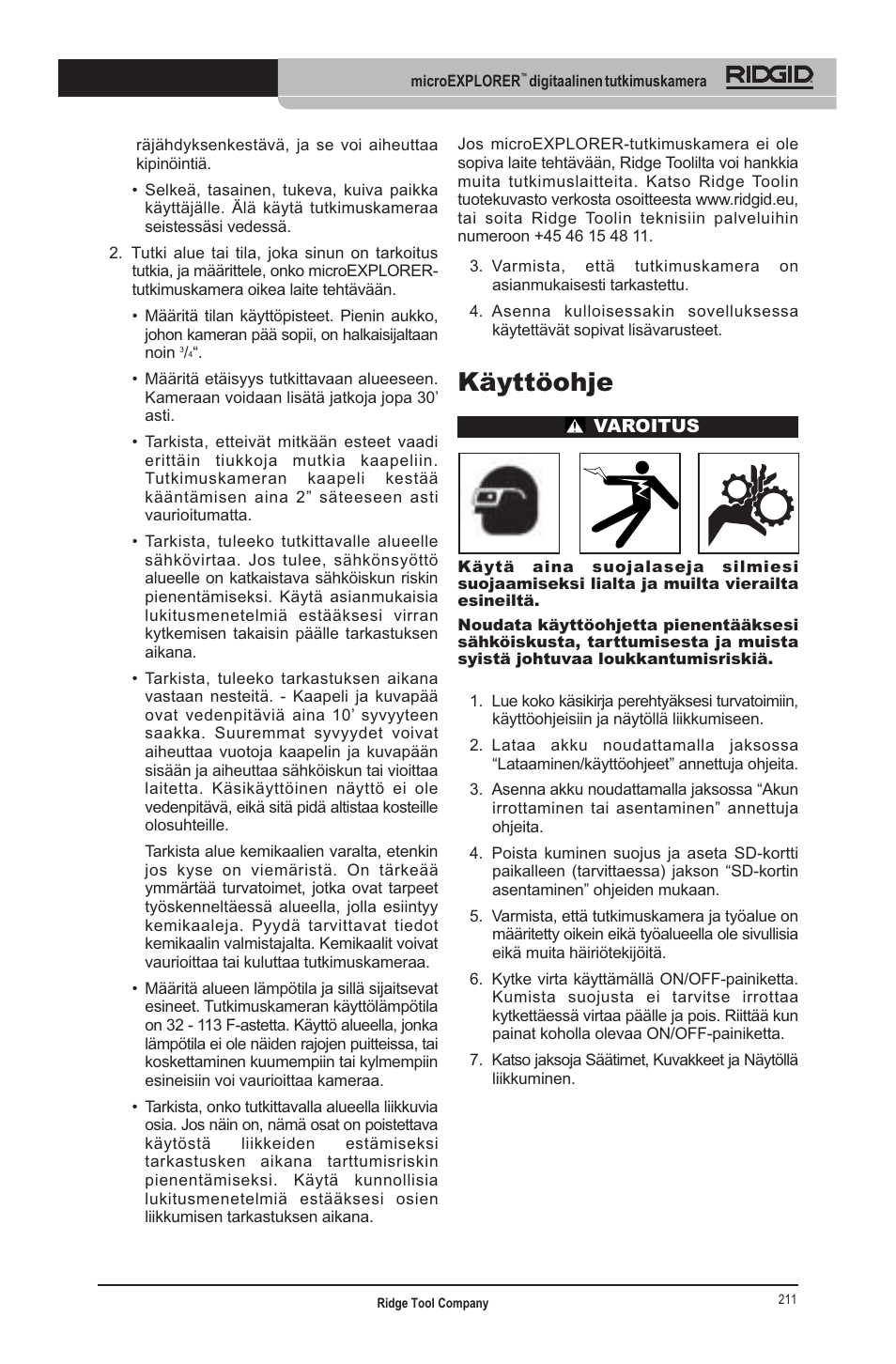 Käyttöohje | RIDGID micro EXPLORER User Manual | Page 204 / 449