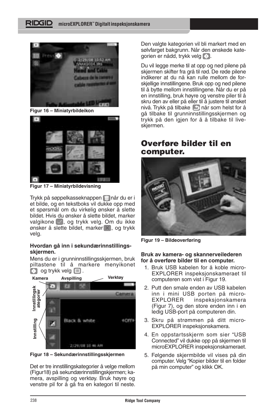 Overføre bilder til en computer | RIDGID micro EXPLORER User Manual | Page 230 / 449