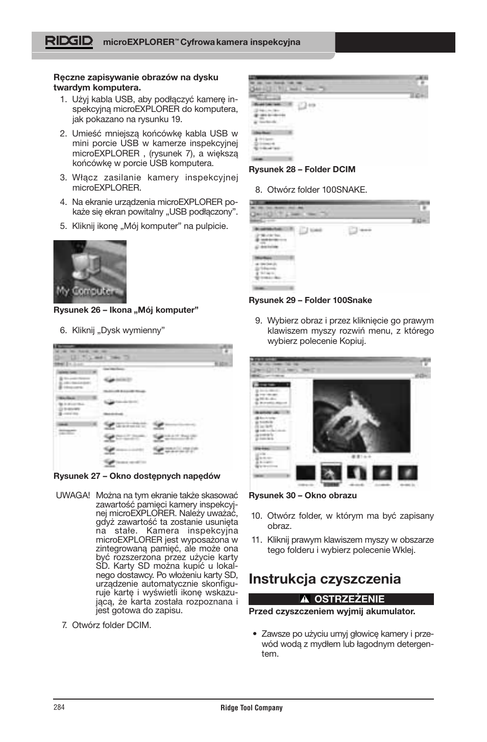 Instrukcja czyszczenia | RIDGID micro EXPLORER User Manual | Page 274 / 449