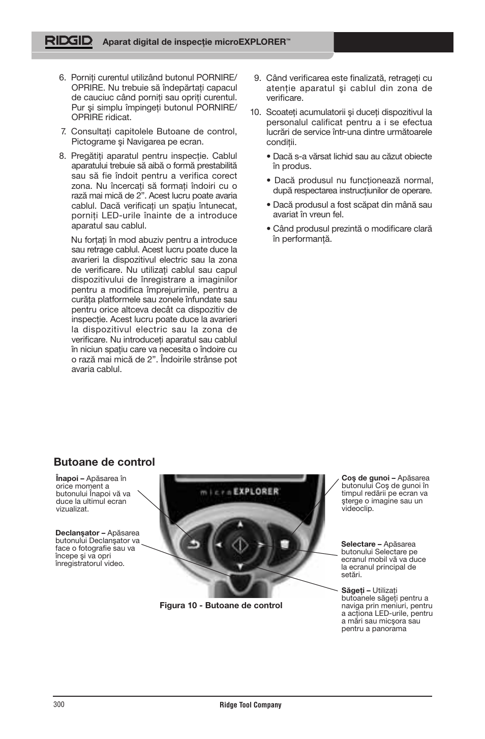 Butoane de control | RIDGID micro EXPLORER User Manual | Page 290 / 449