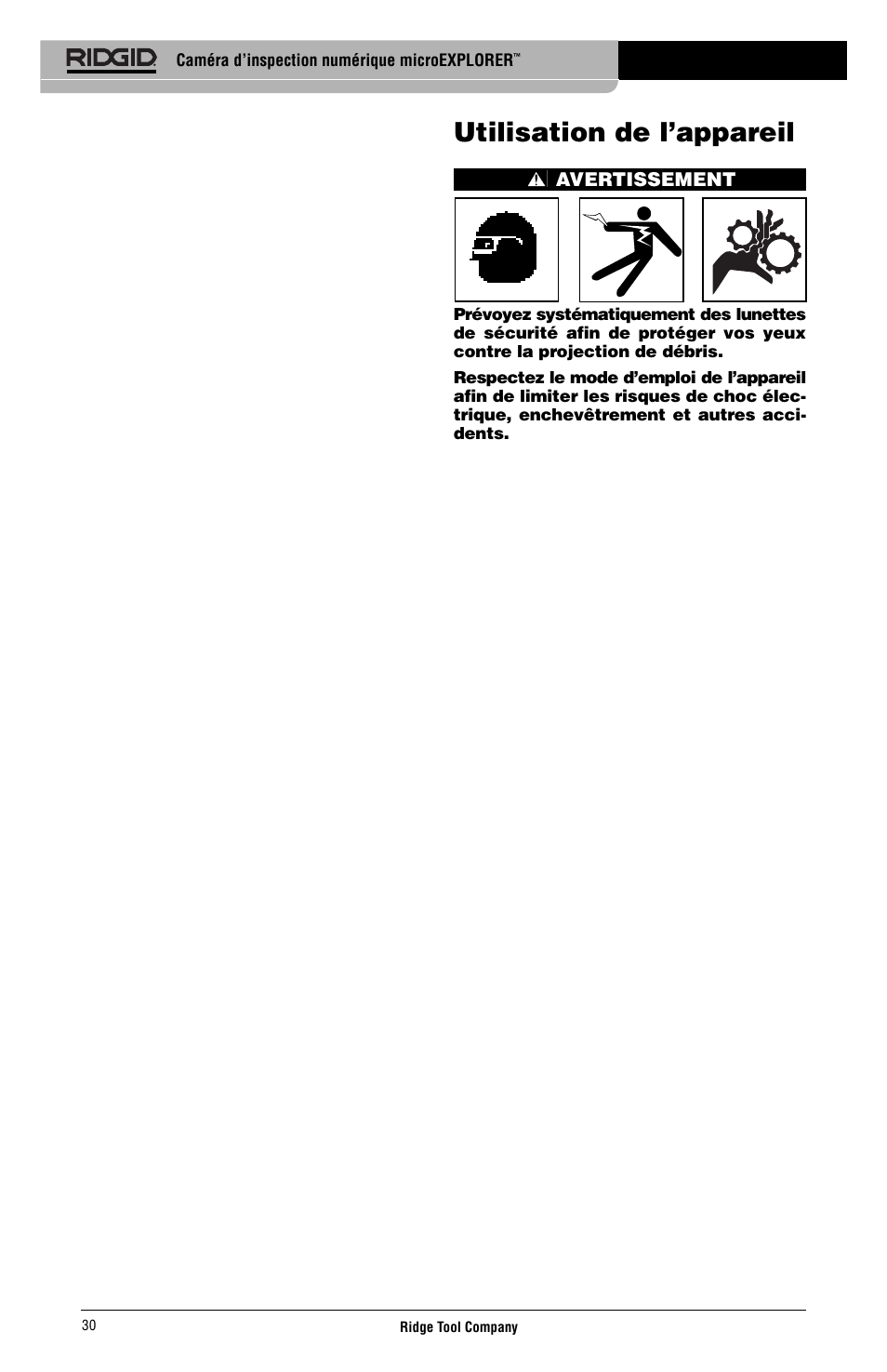 Utilisation de l’appareil | RIDGID micro EXPLORER User Manual | Page 32 / 449