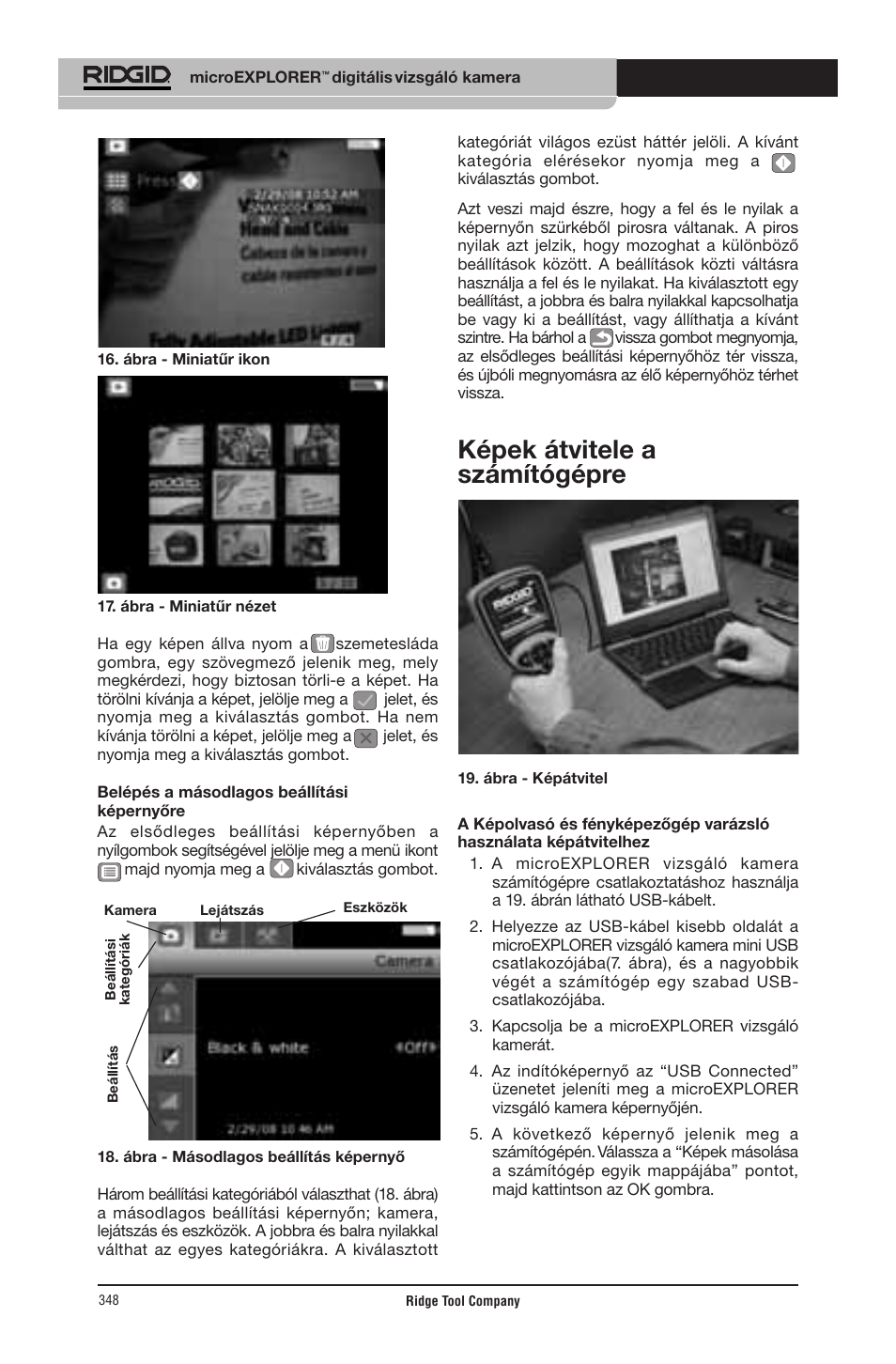 Képek átvitele a számítógépre | RIDGID micro EXPLORER User Manual | Page 336 / 449