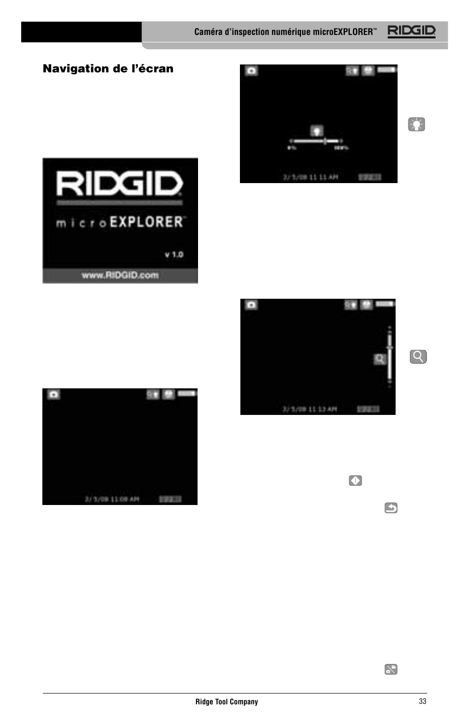 Navigation de l’écran | RIDGID micro EXPLORER User Manual | Page 35 / 449