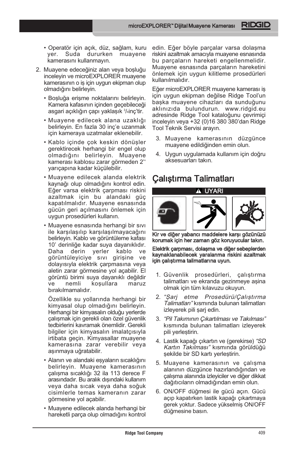 Ççaallıışşttıırrm maa ttaalliim maattllaarrıı | RIDGID micro EXPLORER User Manual | Page 394 / 449