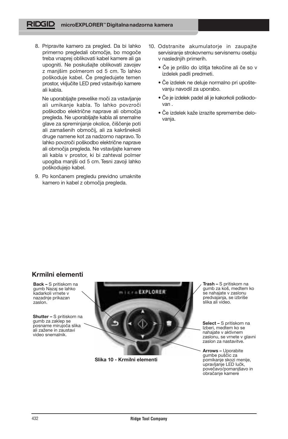 Krmilni elementi | RIDGID micro EXPLORER User Manual | Page 416 / 449