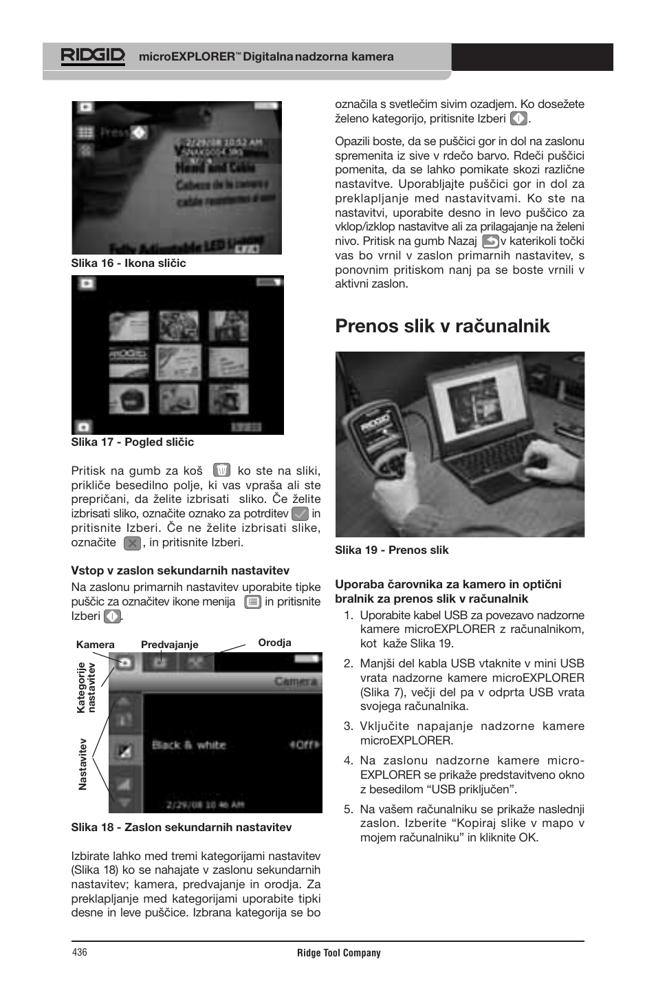 Prenos slik v računalnik | RIDGID micro EXPLORER User Manual | Page 420 / 449