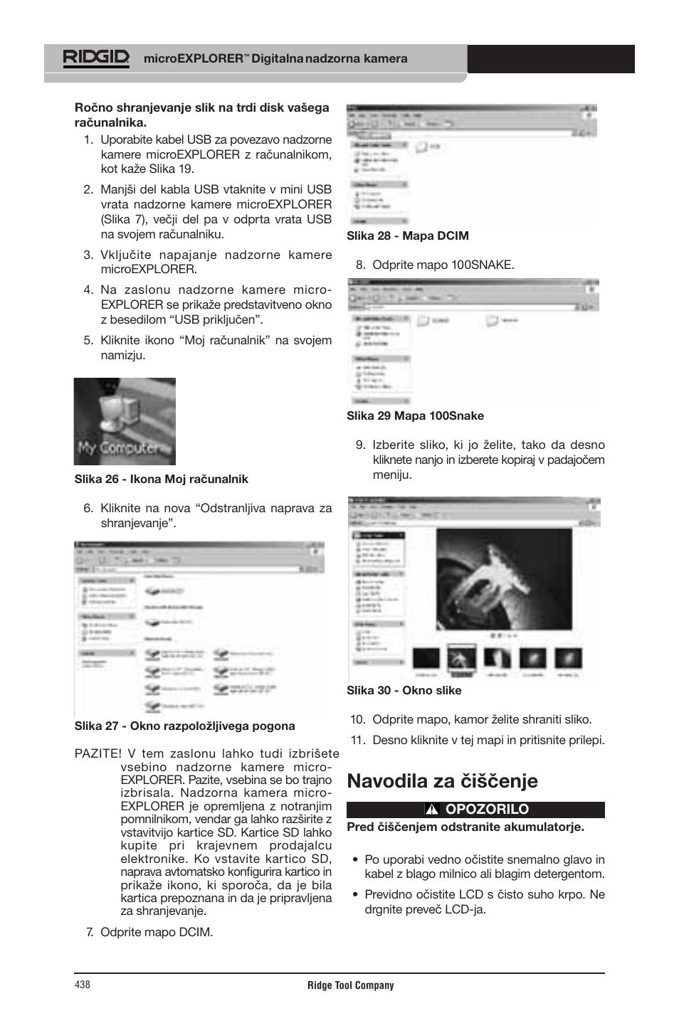 Navodila za čiščenje | RIDGID micro EXPLORER User Manual | Page 422 / 449