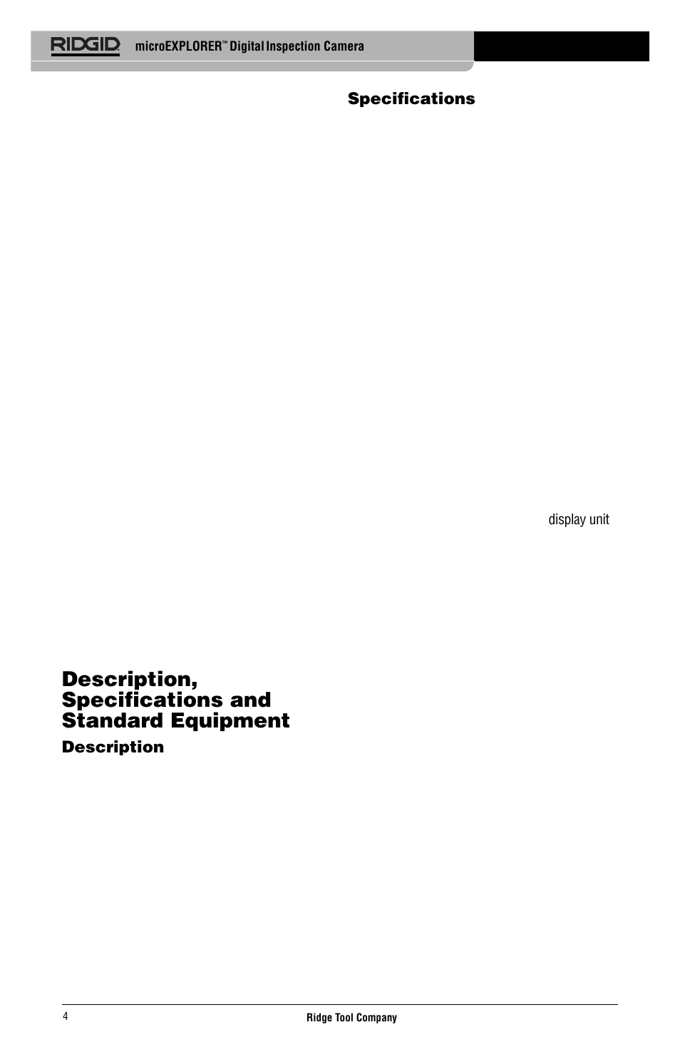 Description, specifications and standard equipment | RIDGID micro EXPLORER User Manual | Page 6 / 449