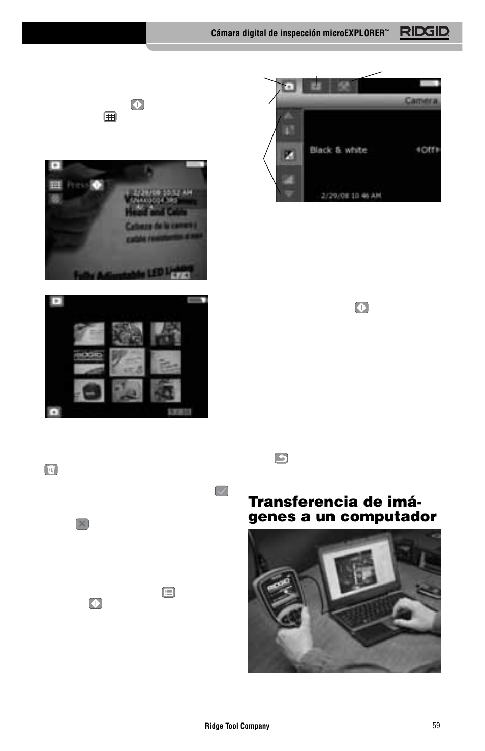 Transferencia de imá- genes a un computador | RIDGID micro EXPLORER User Manual | Page 60 / 449