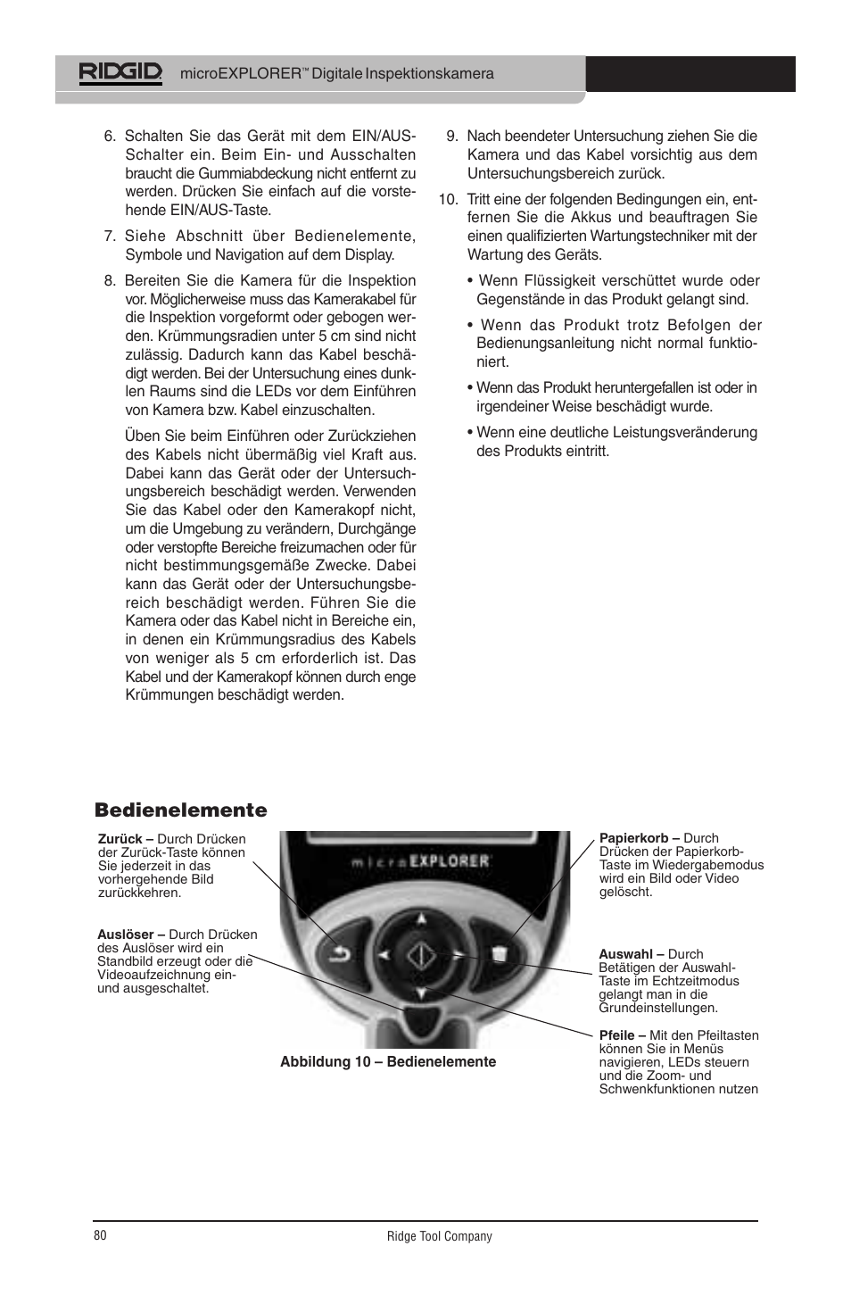 Bedienelemente | RIDGID micro EXPLORER User Manual | Page 79 / 449