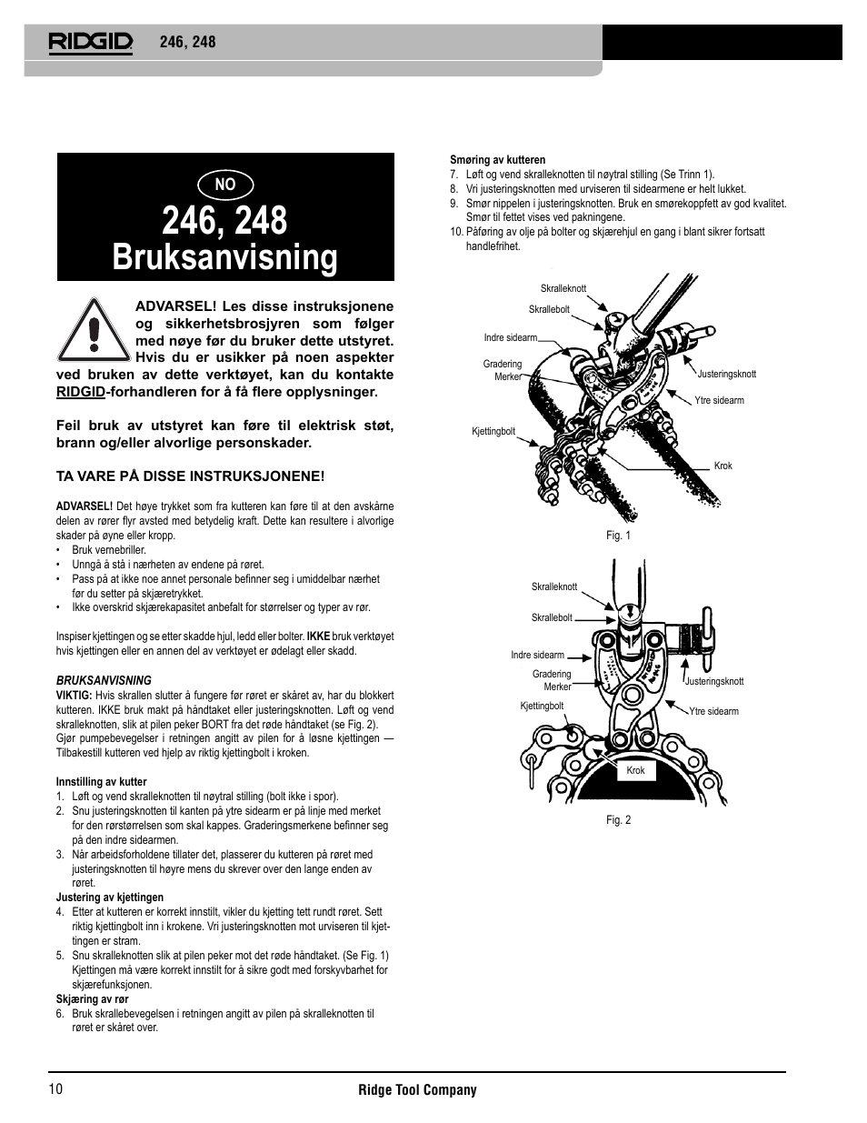 Bruksanvisning | RIDGID 248 User Manual | Page 11 / 21