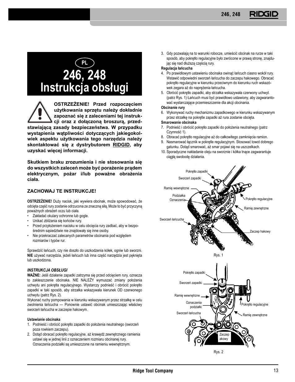 Instrukcja obsługi | RIDGID 248 User Manual | Page 14 / 21