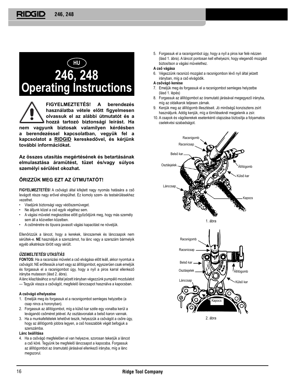 Operating instructions | RIDGID 248 User Manual | Page 17 / 21