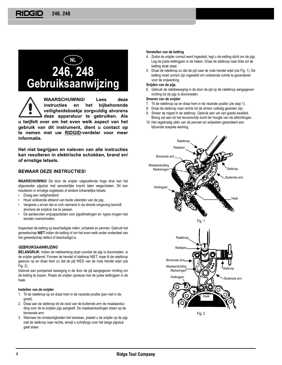 Gebruiksaanwijzing | RIDGID 248 User Manual | Page 5 / 21