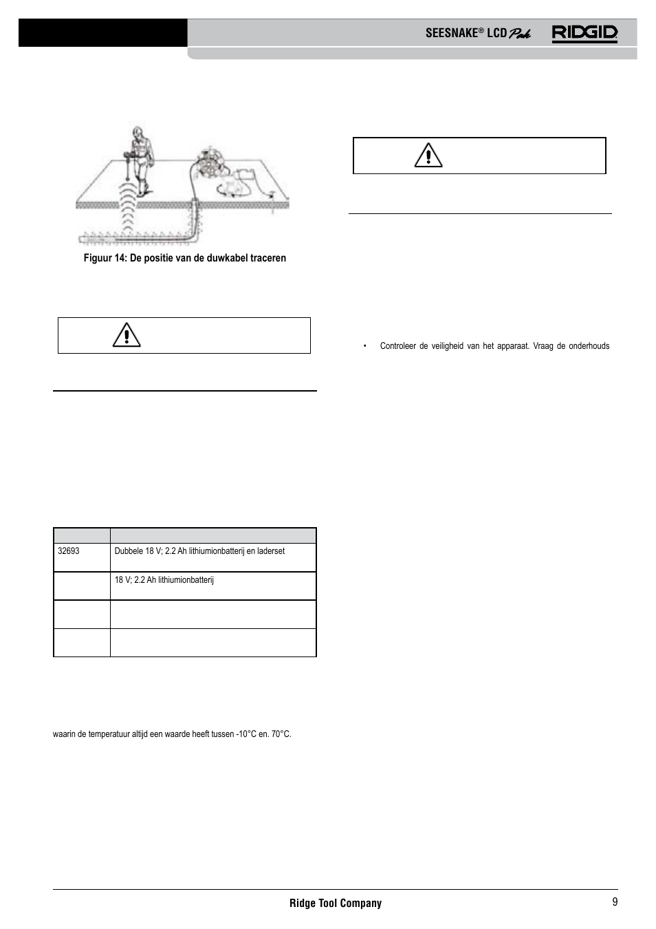 Reinigen, Accessoires, Onderhoud en reparatie | RIDGID Seesnake LCD Pak User Manual | Page 11 / 164