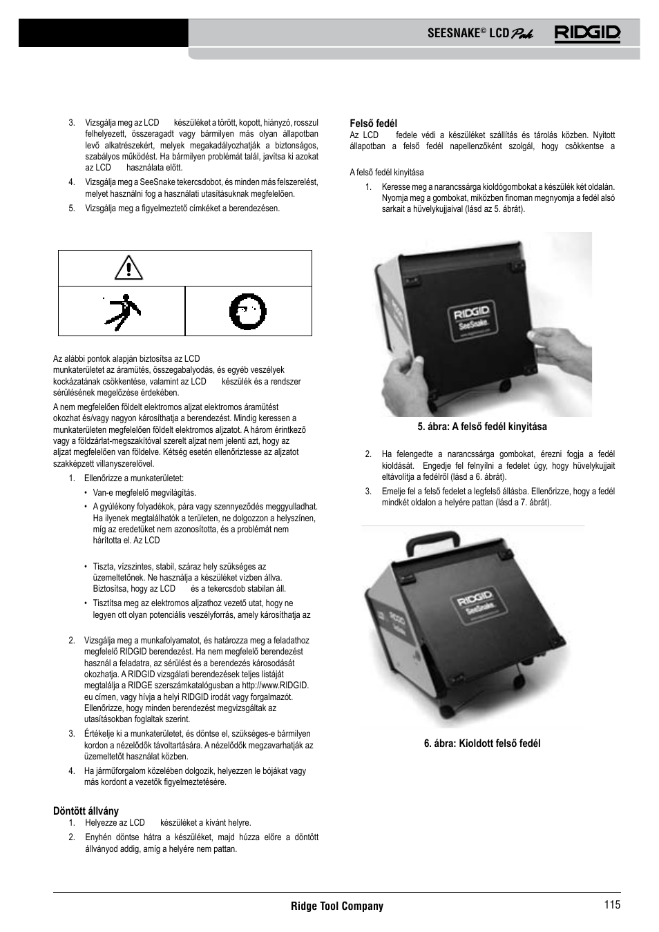 Eszköz- és munkaterület biztosítása, Seesnake | RIDGID Seesnake LCD Pak User Manual | Page 117 / 164