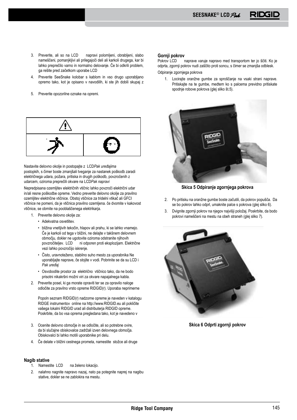 Nastavitev opreme in delovnega okolja, Seesnake | RIDGID Seesnake LCD Pak User Manual | Page 147 / 164