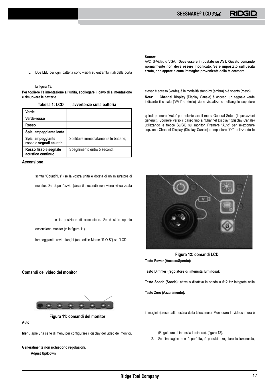 Funzionamento dell’lcdpak, Seesnake | RIDGID Seesnake LCD Pak User Manual | Page 19 / 164