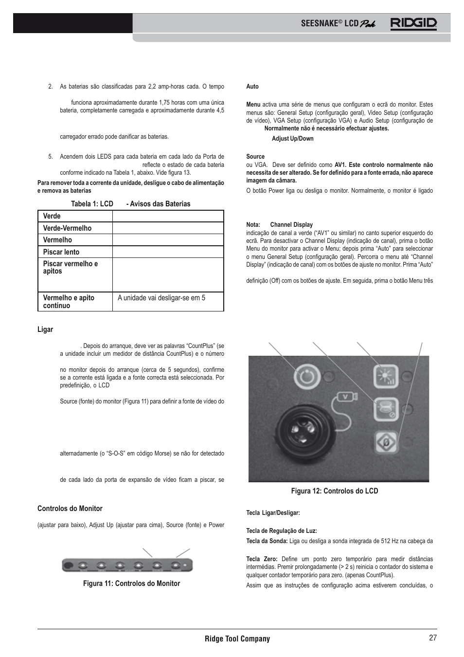 Funcionamento do lcdpak | RIDGID Seesnake LCD Pak User Manual | Page 29 / 164