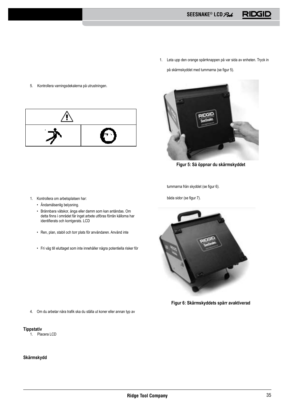 Förbereda utrustning och arbetsplats, Seesnake | RIDGID Seesnake LCD Pak User Manual | Page 37 / 164