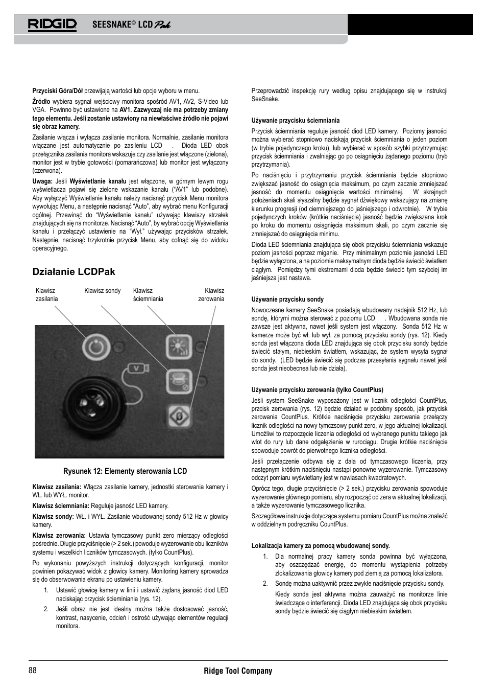 Działanie lcdpak, Seesnake | RIDGID Seesnake LCD Pak User Manual | Page 90 / 164