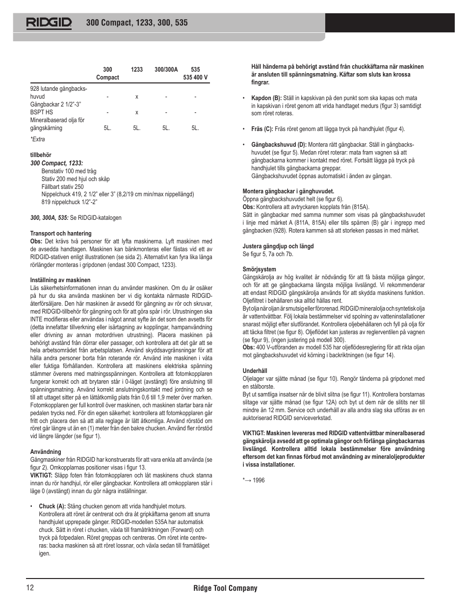 RIDGID 535 User Manual | Page 13 / 35