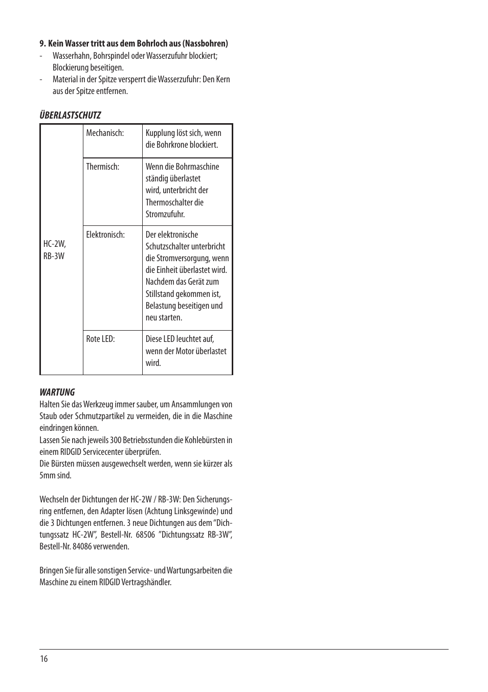 RIDGID RB-3W User Manual | Page 18 / 98