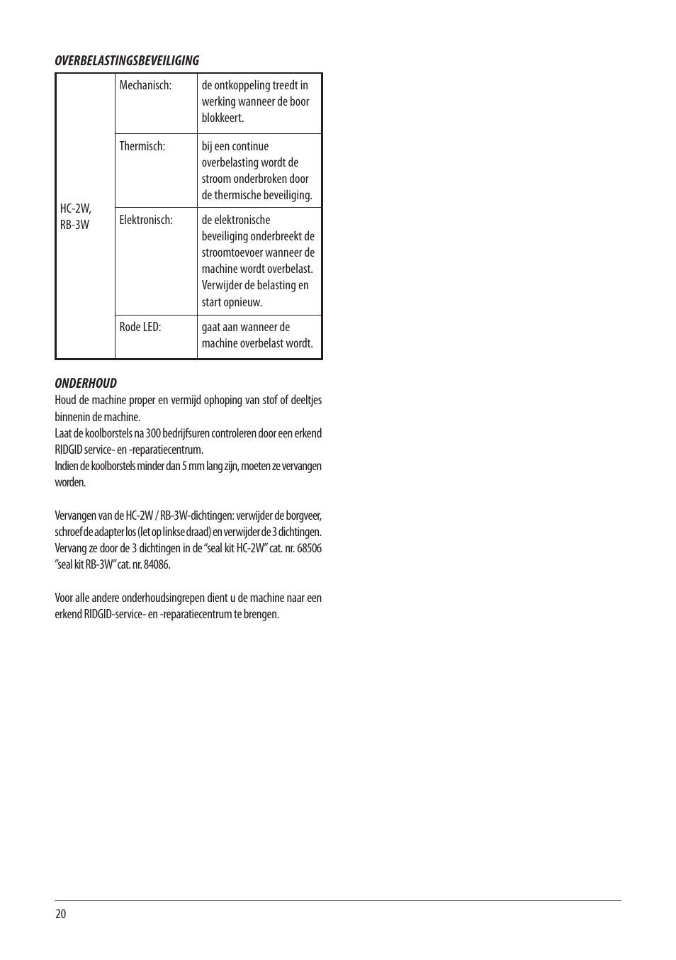 RIDGID RB-3W User Manual | Page 22 / 98