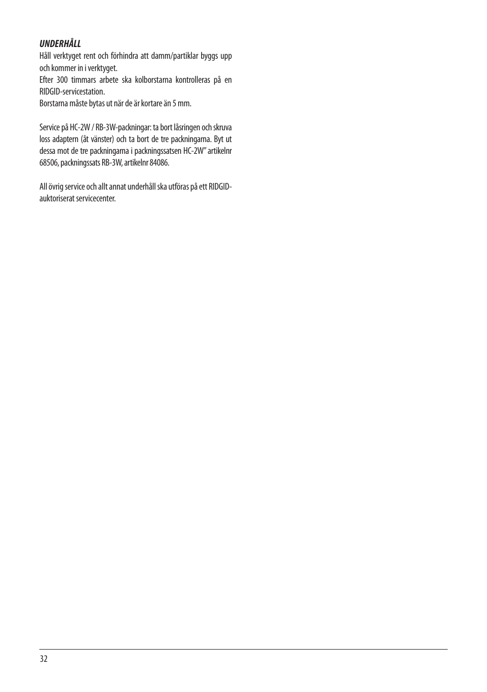 RIDGID RB-3W User Manual | Page 34 / 98