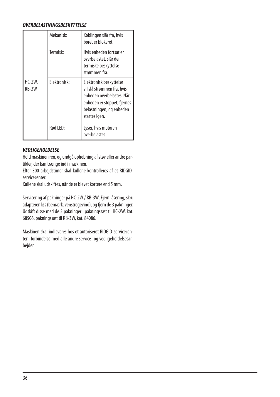 RIDGID RB-3W User Manual | Page 38 / 98