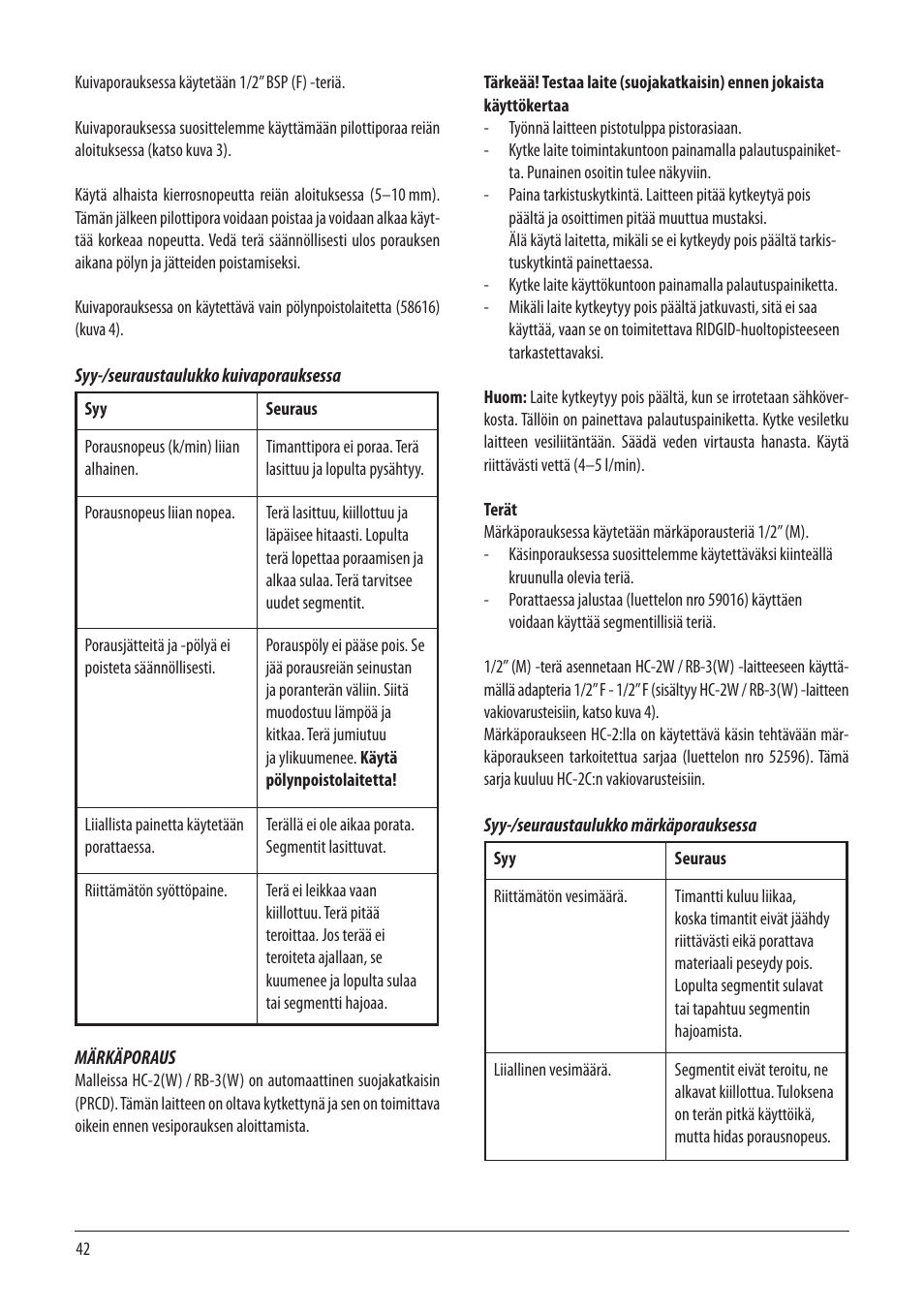 RIDGID RB-3W User Manual | Page 44 / 98