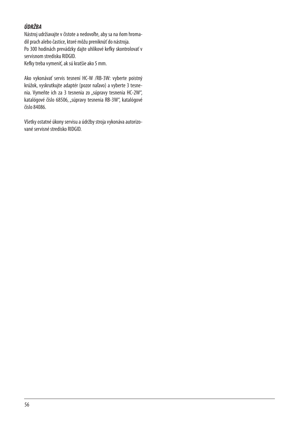 RIDGID RB-3W User Manual | Page 58 / 98