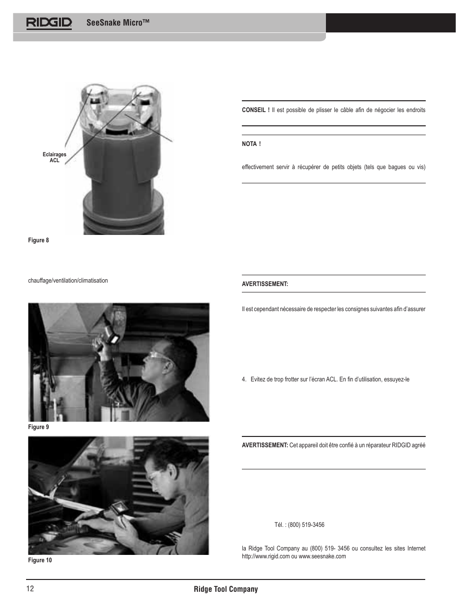 Transport et stockage, Entretien, Service après-vente et réparations | Seesnake micro, Applications typiques | RIDGID Seesnake Micro User Manual | Page 13 / 62