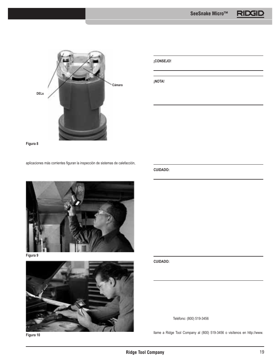 Transporte y almacenaje, Mantenimiento, Servicio y reparaciones | Seesnake micro, Aplicaciones más corrientes | RIDGID Seesnake Micro User Manual | Page 20 / 62