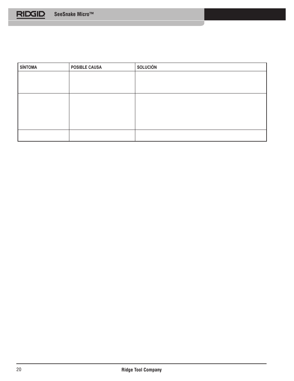 Localización de averías, Seesnake micro | RIDGID Seesnake Micro User Manual | Page 21 / 62