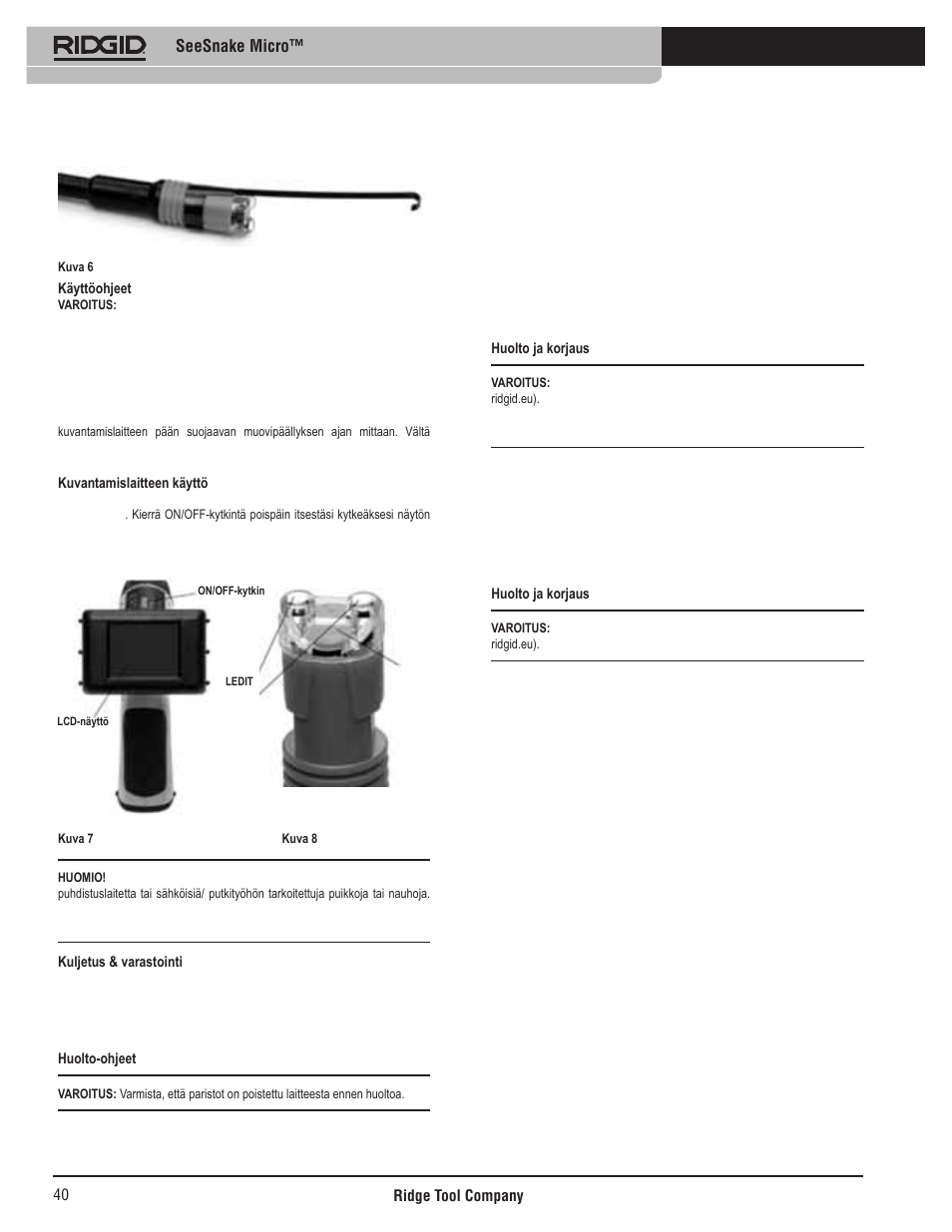 Seesnake micro | RIDGID Seesnake Micro User Manual | Page 41 / 62