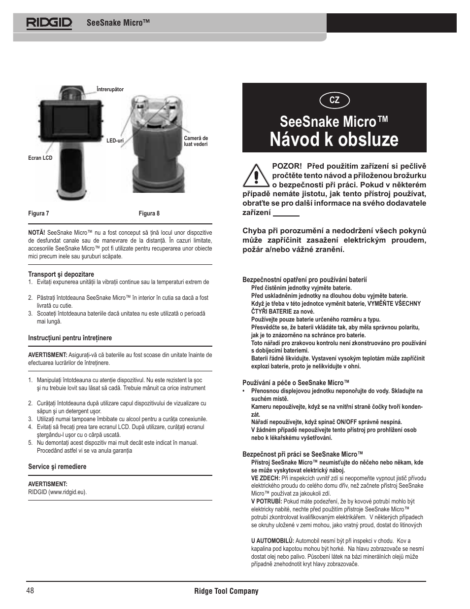 Návod k obsluze, Seesnake micro | RIDGID Seesnake Micro User Manual | Page 49 / 62