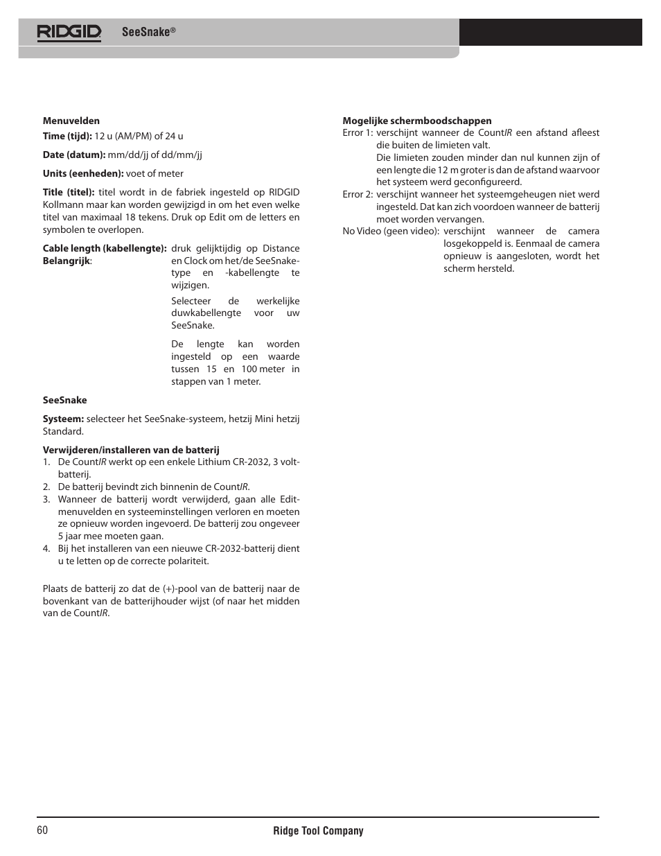 RIDGID SeeSnake User Manual | Page 61 / 302