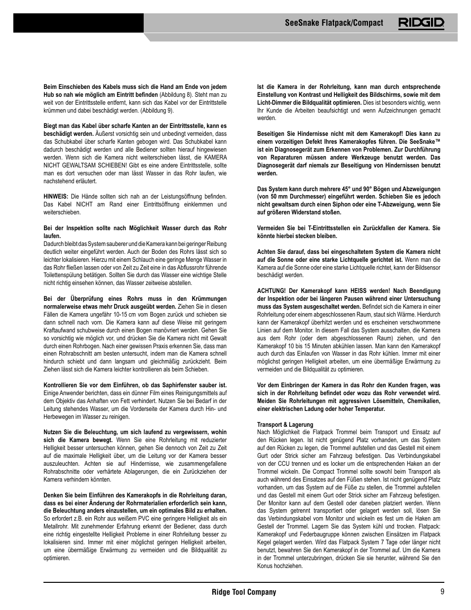 Seesnake flatpack/compact | RIDGID SeeSnake Compact User Manual | Page 10 / 98