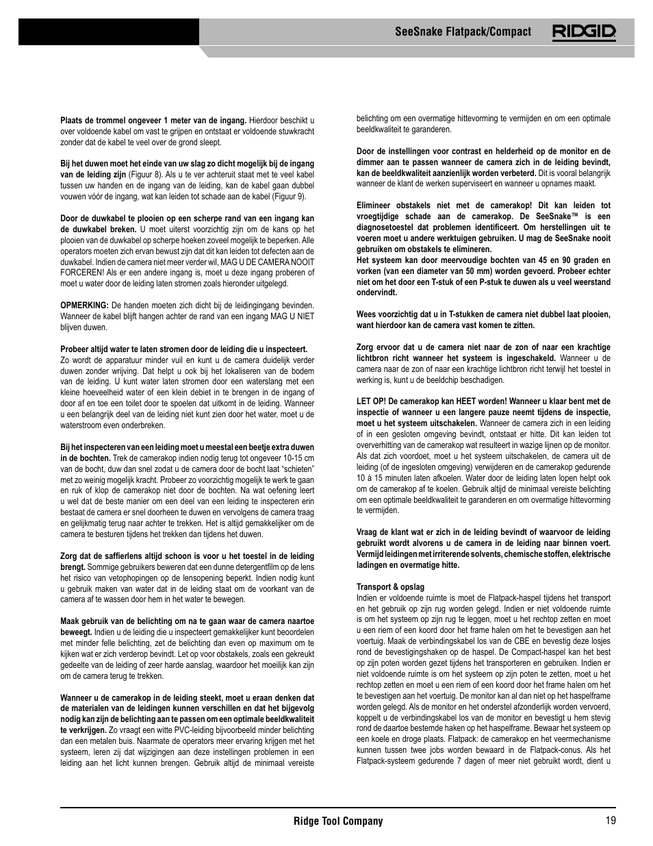 Seesnake flatpack/compact | RIDGID SeeSnake Compact User Manual | Page 20 / 98