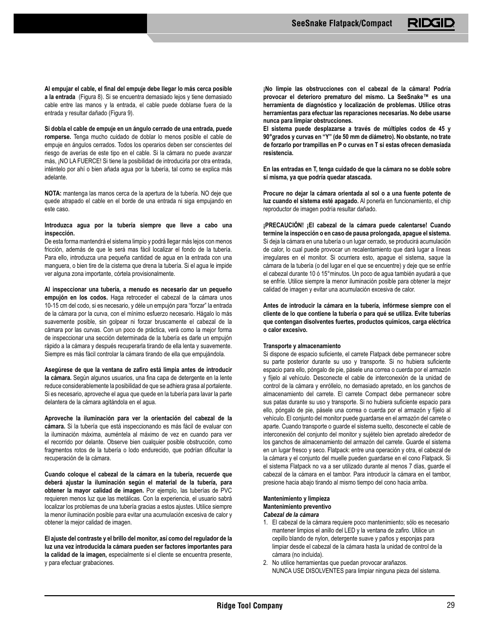 Seesnake flatpack/compact | RIDGID SeeSnake Compact User Manual | Page 30 / 98