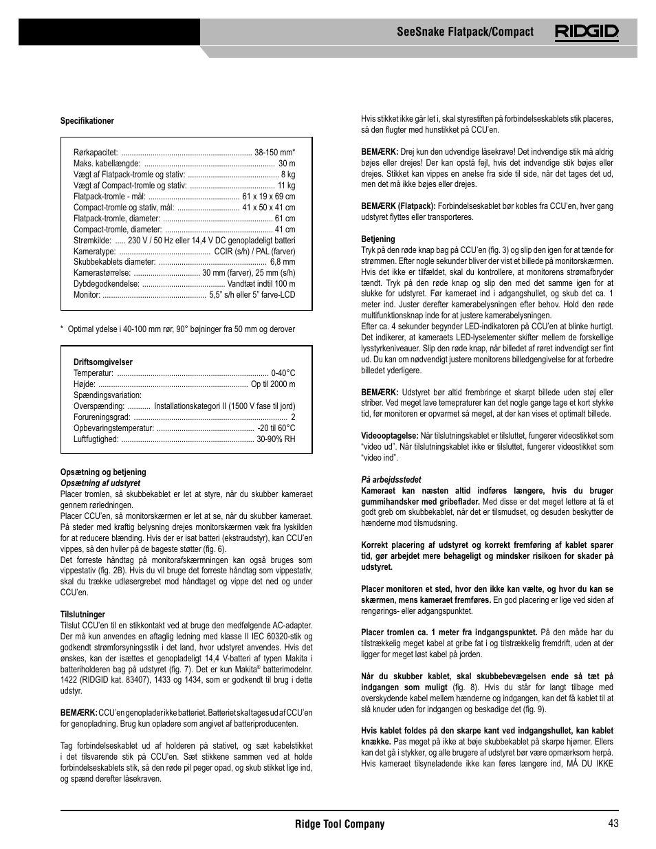 Seesnake flatpack/compact | RIDGID SeeSnake Compact User Manual | Page 44 / 98