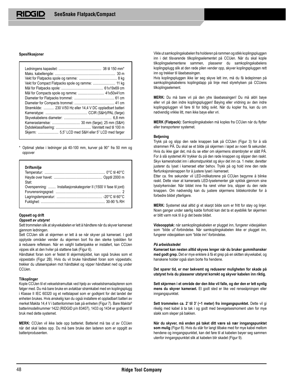 Seesnake flatpack/compact | RIDGID SeeSnake Compact User Manual | Page 49 / 98