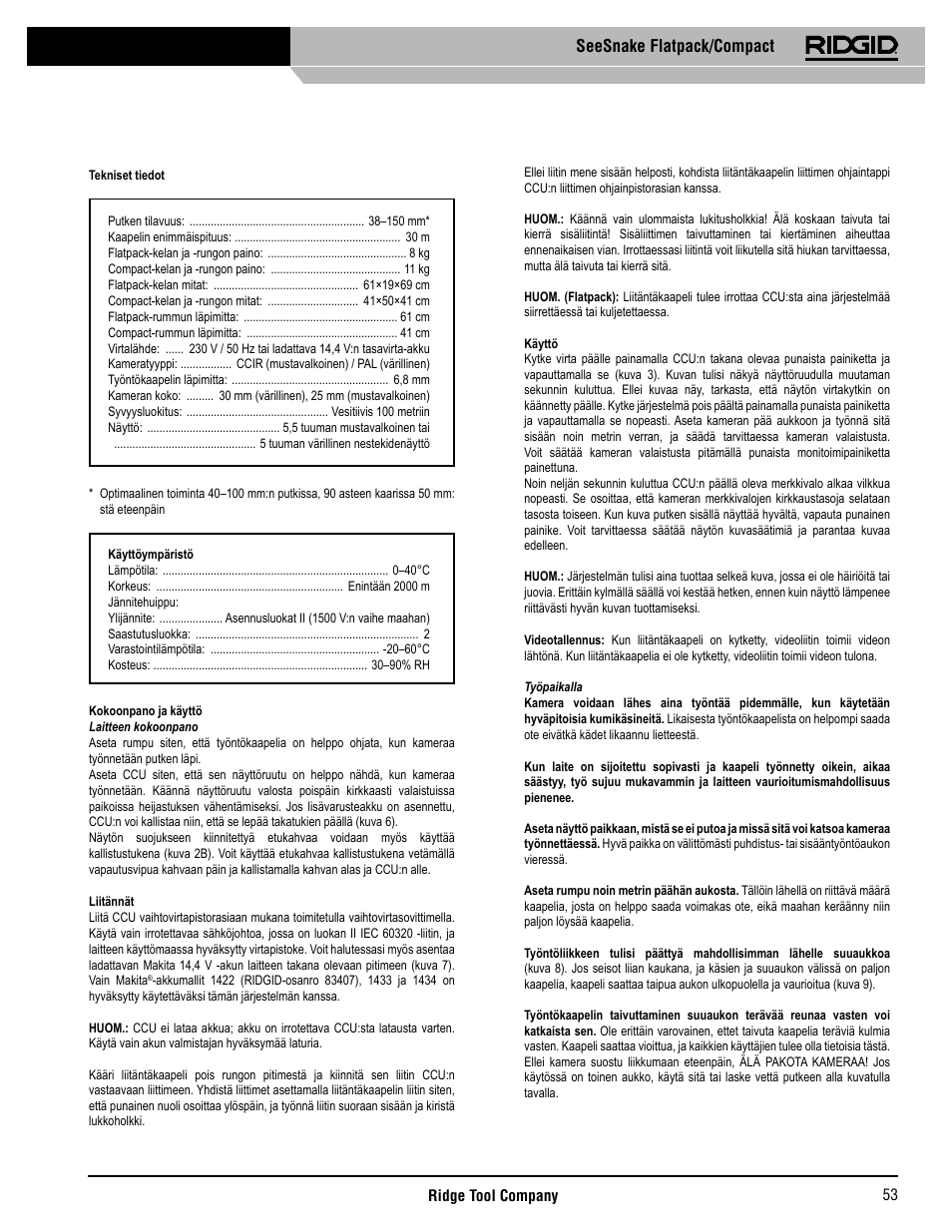 Seesnake flatpack/compact | RIDGID SeeSnake Compact User Manual | Page 54 / 98