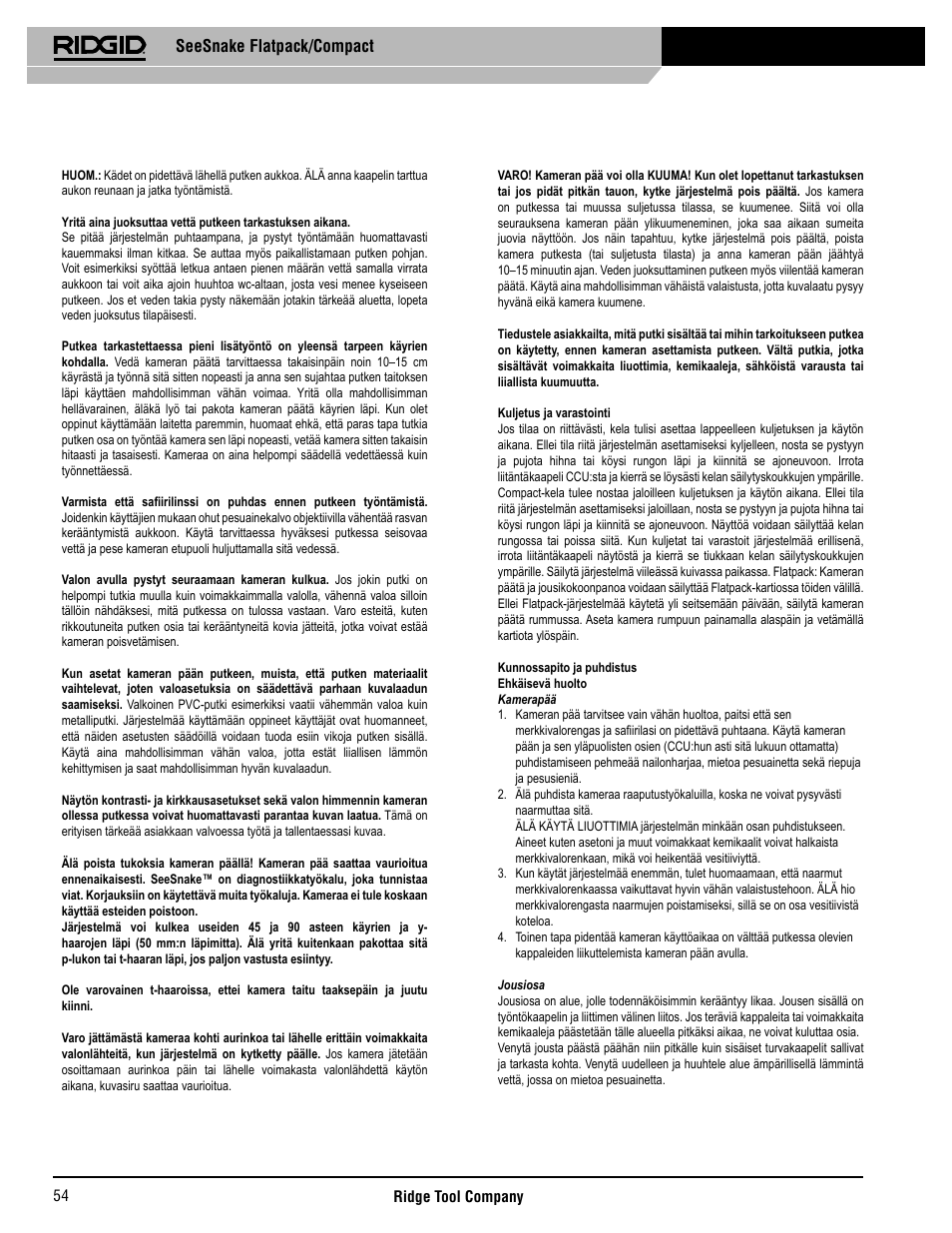 Seesnake flatpack/compact | RIDGID SeeSnake Compact User Manual | Page 55 / 98