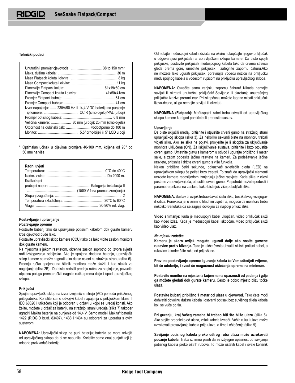 Seesnake flatpack/compact | RIDGID SeeSnake Compact User Manual | Page 59 / 98