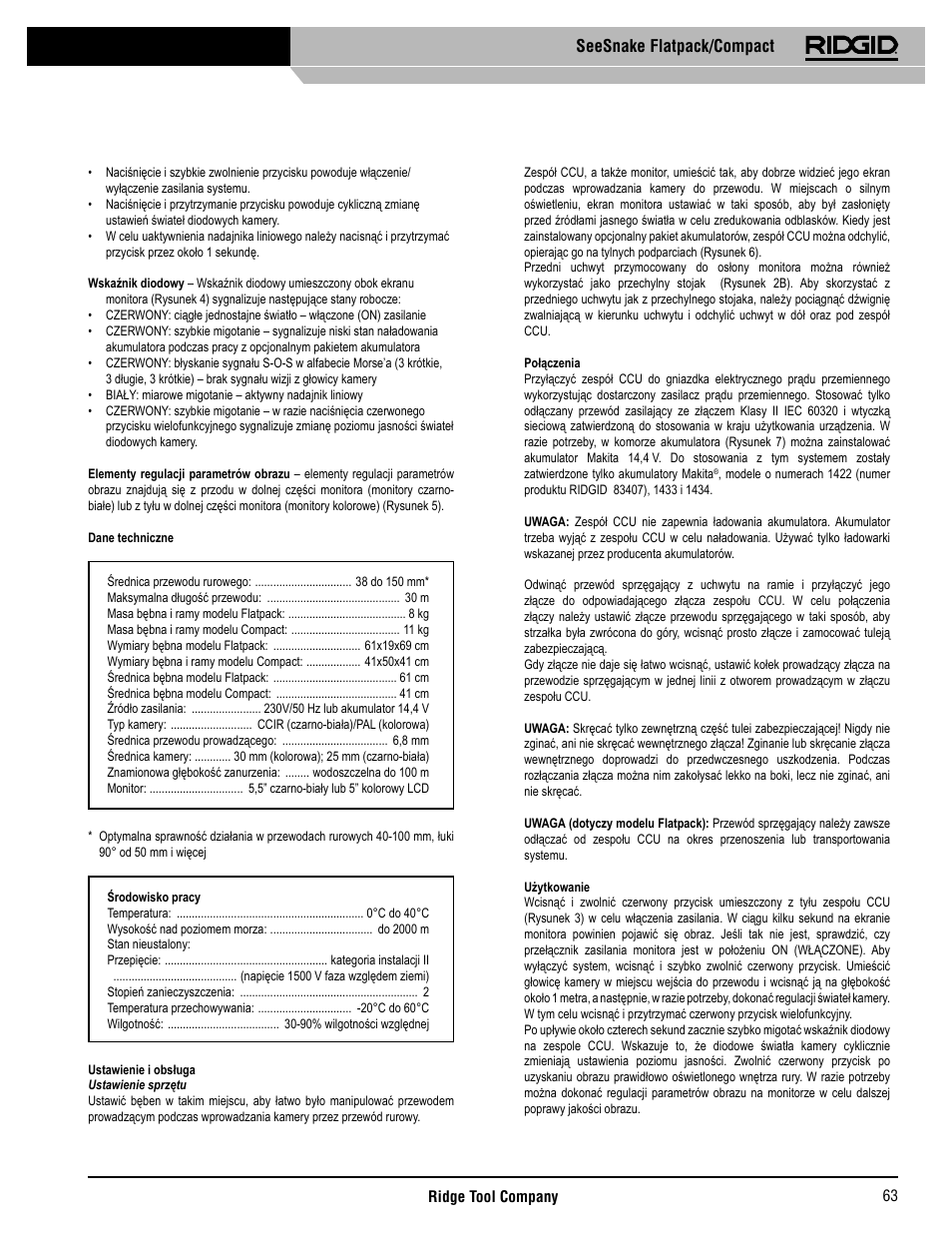 Seesnake flatpack/compact | RIDGID SeeSnake Compact User Manual | Page 64 / 98