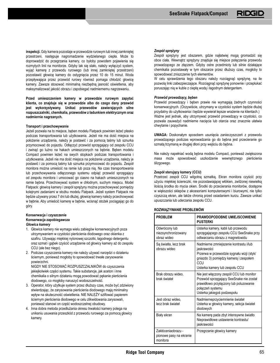 Seesnake flatpack/compact | RIDGID SeeSnake Compact User Manual | Page 66 / 98