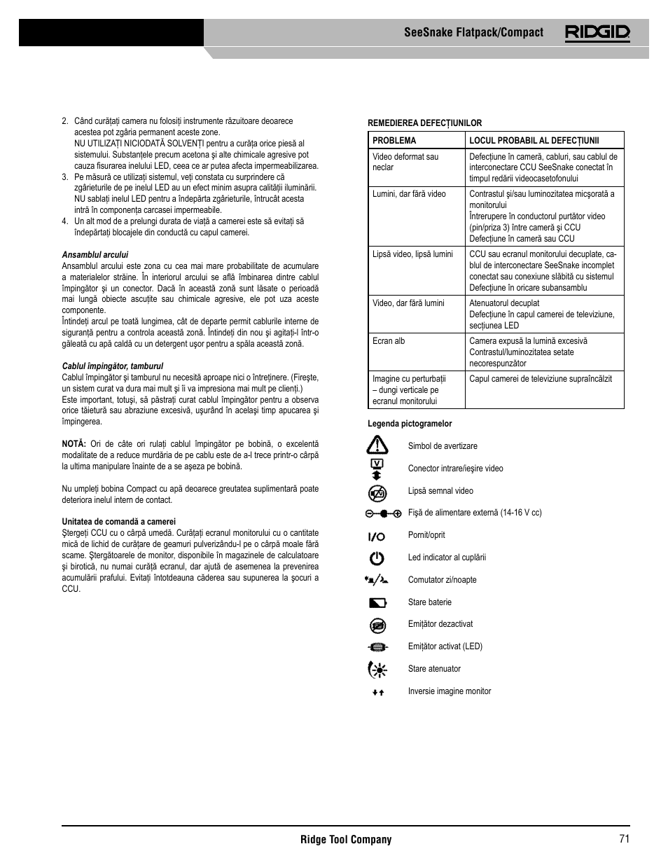 Seesnake flatpack/compact | RIDGID SeeSnake Compact User Manual | Page 72 / 98